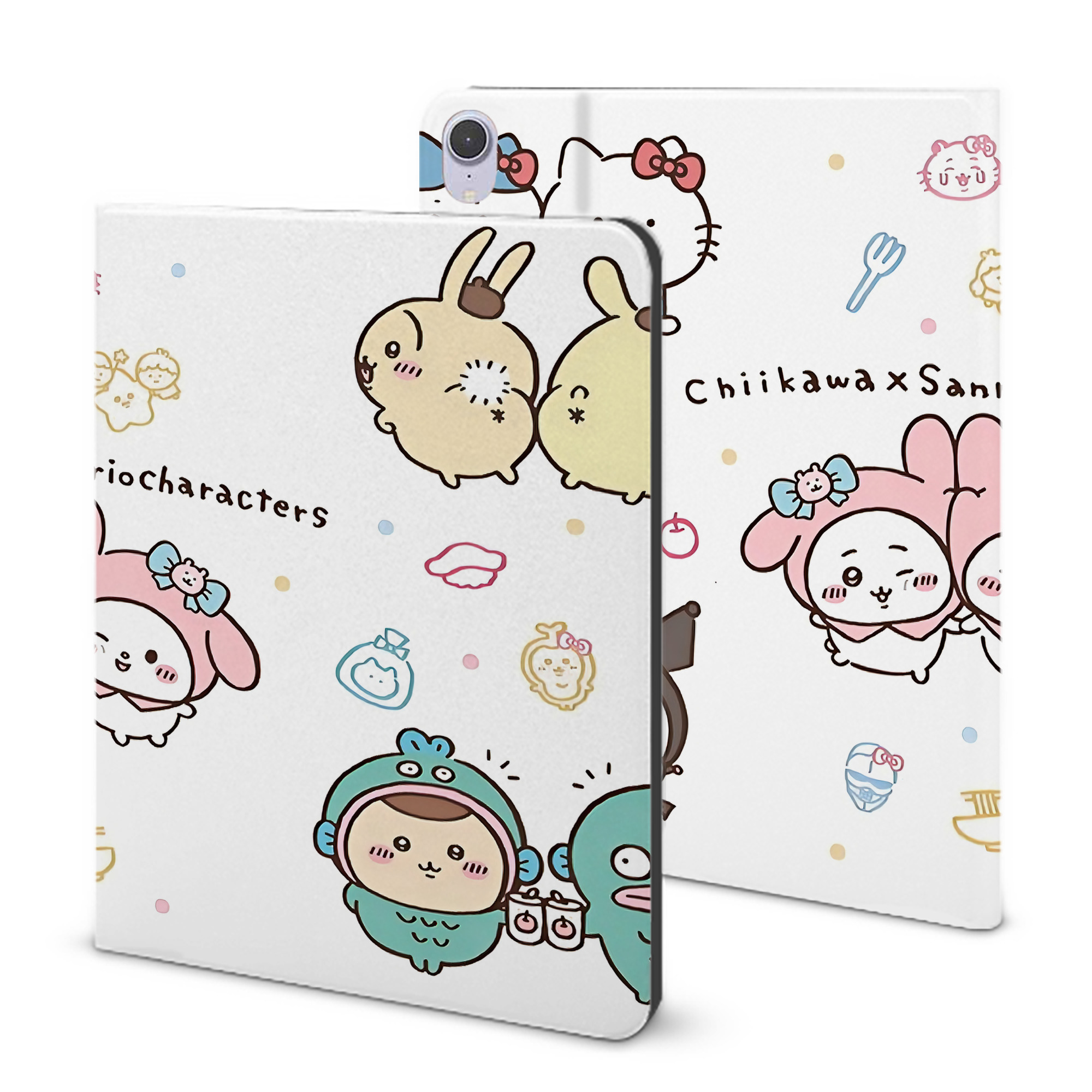 （画像用） ちいかわ Chii-kawa IPad ケース ブック型 PUレザー TPU 耐衝撃 軽量 薄型 ペン収納なし 全面保護 IPad 各モデル対応